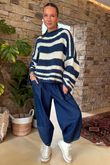 Made in Italy Big Softie Stripe Shortie Knit Dark Denim